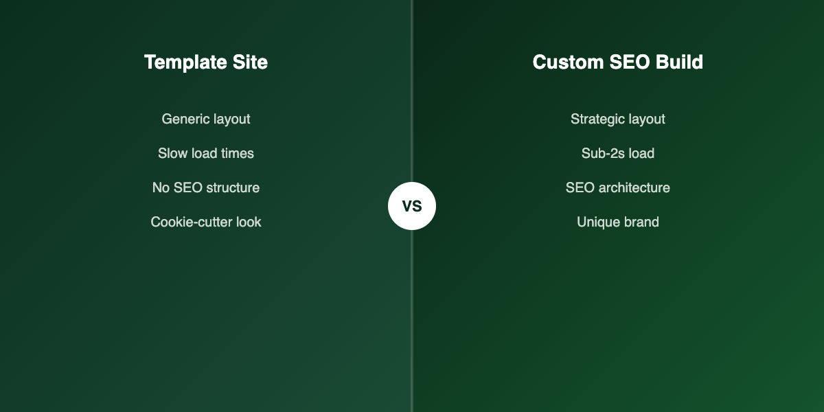 Template vs custom SEO build comparison