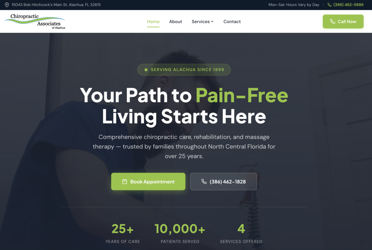 Chiropractic Associates of Alachua — A Site Refresher That Holds Visitors for 13 Minutes
