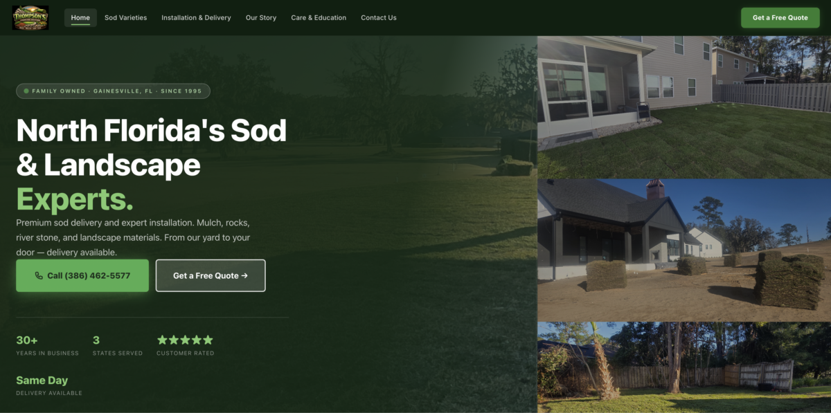 Thompson’s Landscape Solutions — A Site Refresher That Nearly Tripled Traffic