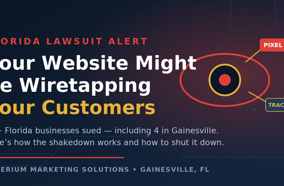 Florida pixel lawsuit alert - your website might be wiretapping your customers infographic