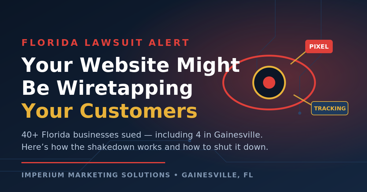 Florida pixel lawsuit alert - your website might be wiretapping your customers infographic