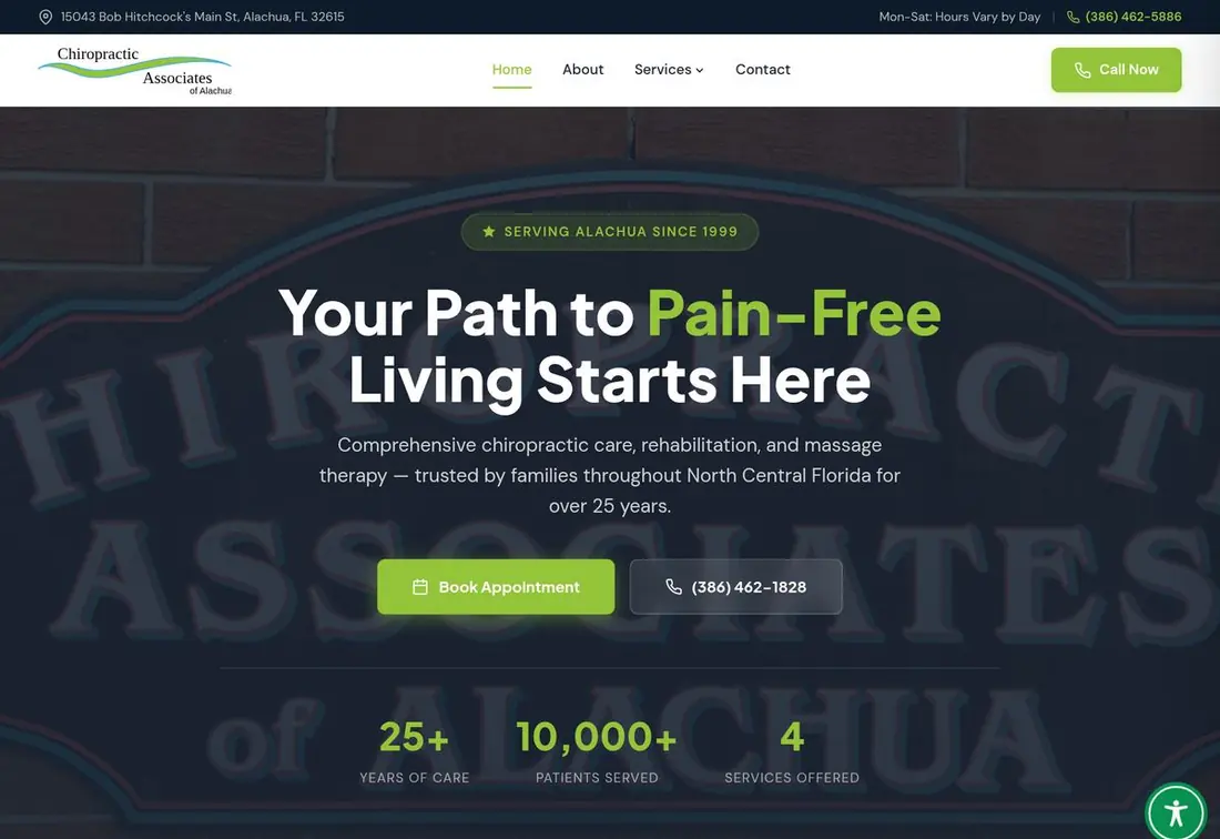 A Florida chiropractic practice website rebuilt by Imperium Marketing Solutions