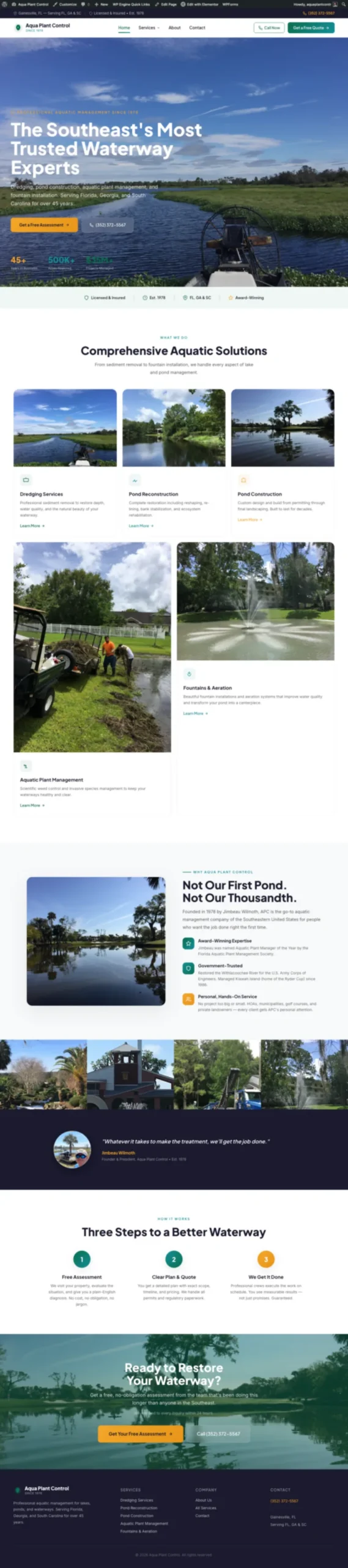 Aqua Plant Control website, full page