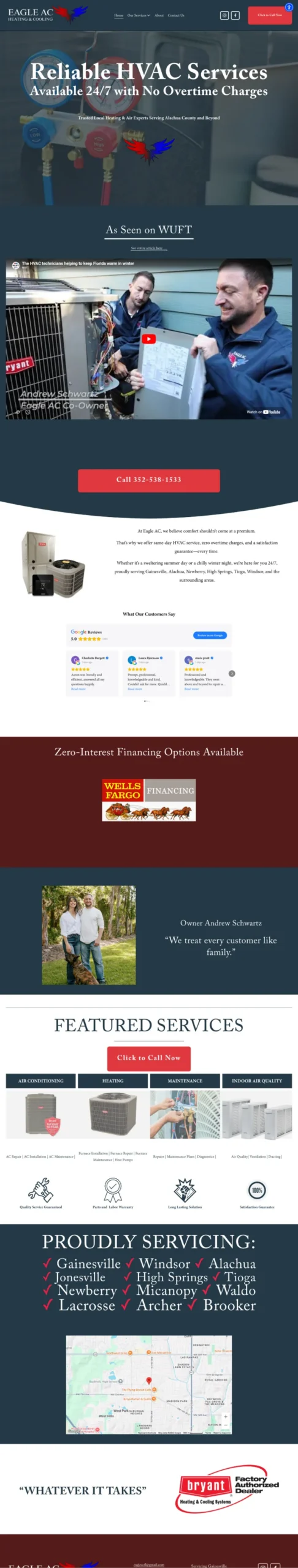 Eagle AC Heating and Cooling website, full page