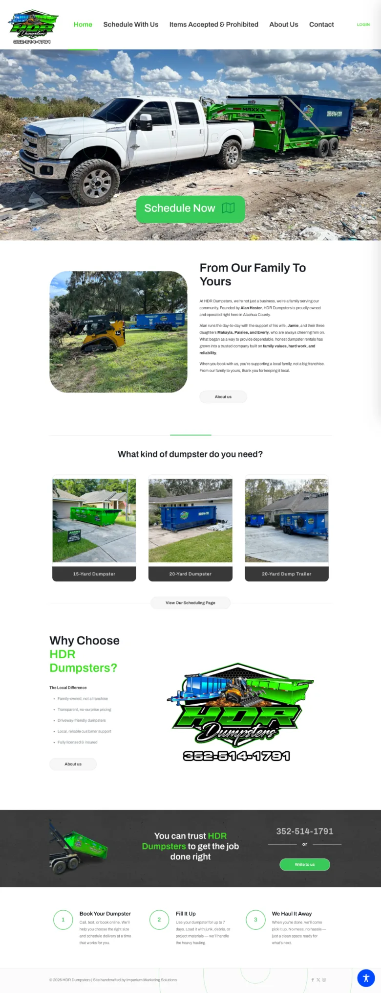 HDR Dumpsters website, full page