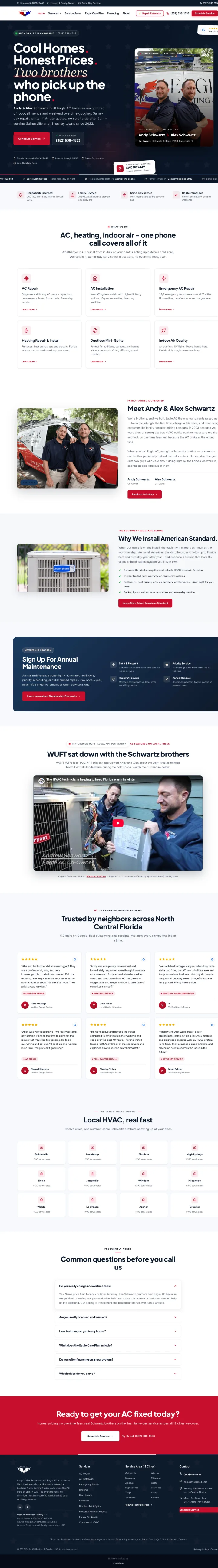 Eagle AC Heating and Cooling website built by Imperium Marketing Solutions