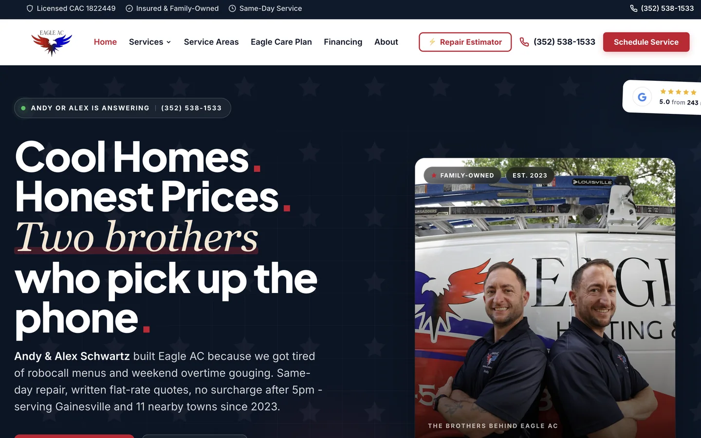 Eagle AC Heating and Cooling website built by Imperium Marketing Solutions